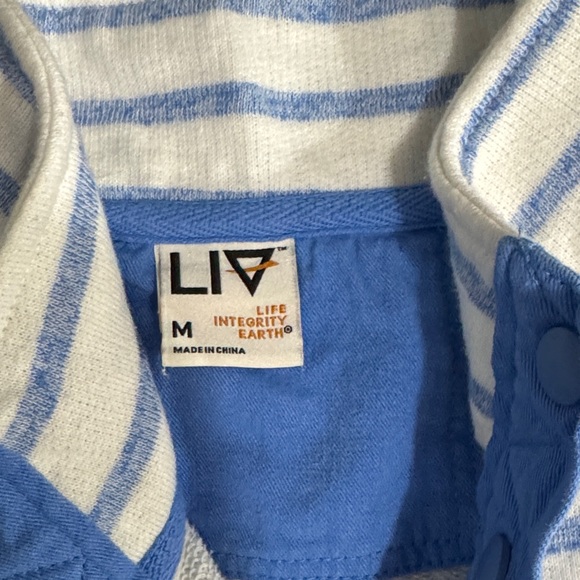 LIV Outdoors Striped Blue and White Women's Sweatshirt - Picture 2 of 4